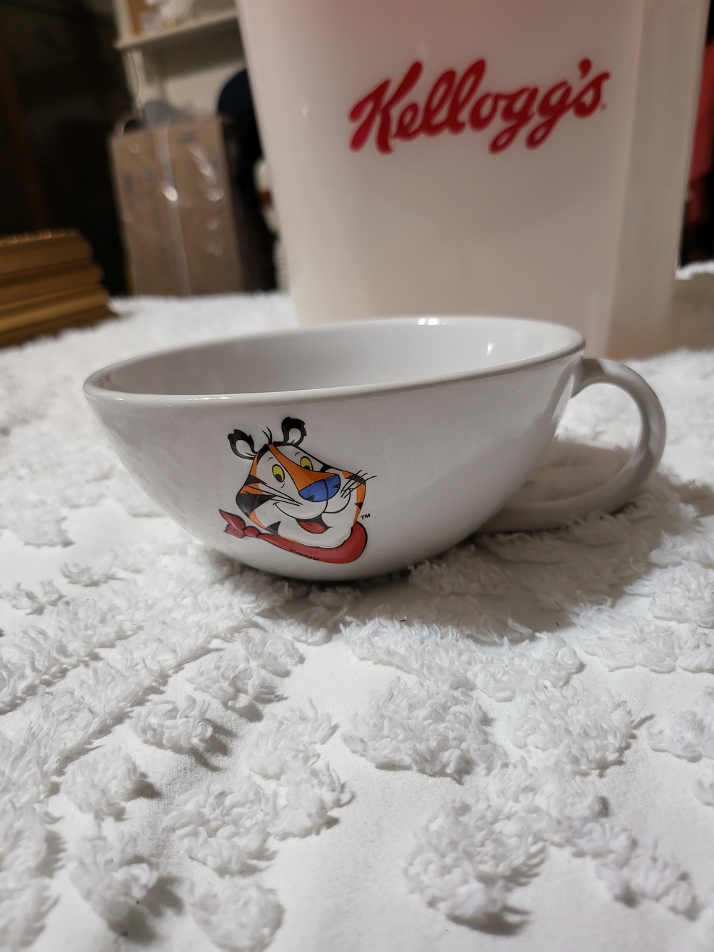 Kellogg's VINTAGE Cereal Storage Container & 2 Vintage Cereal Bowls TONY TIGER - Picture 4 of 10